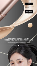 Base de maquillaje hidratante transparente y humectante con perspectiva natural, hidratante, brillante, fina y ligera. Base de maquillaje de doble cabezal rotada, más cómoda, función impermeable, fácil de maquillar, fácil de usar.
