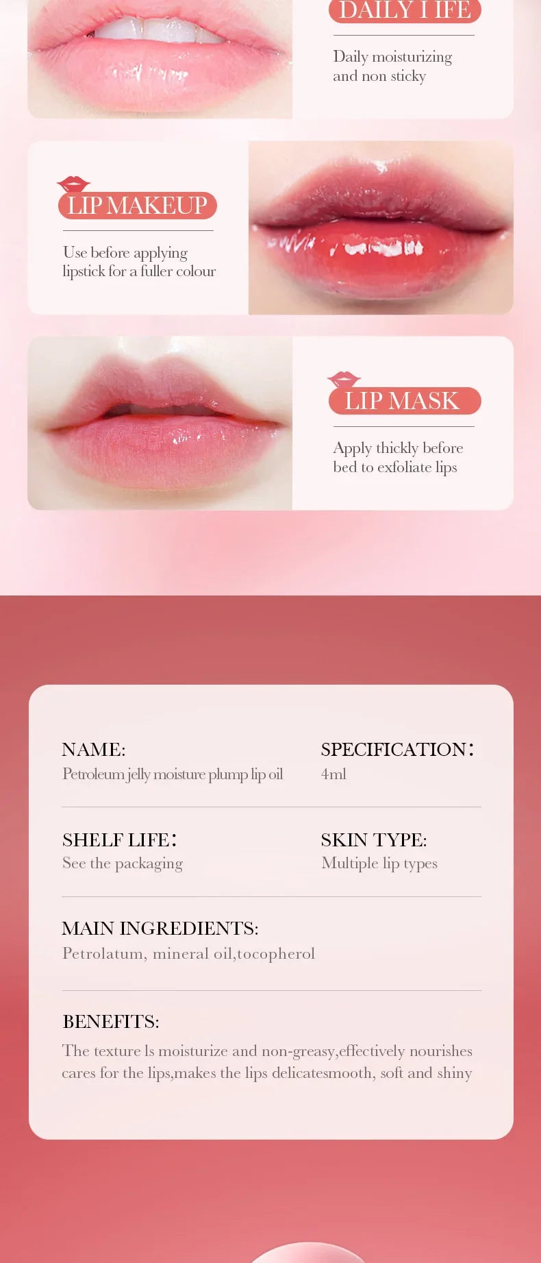 Lip Plumping Essential Oil Instant Sexy Lip Care Nourishing Antiwrinkle Moisturising Ultimate Plumping Lip Gloss Serum Cosmetics