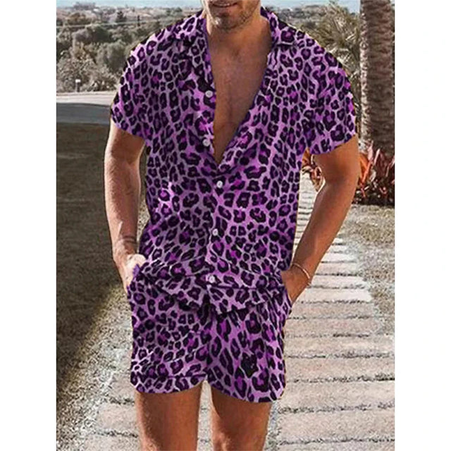 Leopard Print Shirt For Men Short Sleeve Male T-shirt Tops Summer Casual All-match Hawaiian Beach Shirts Mens Plus Size Tees - Lootquake