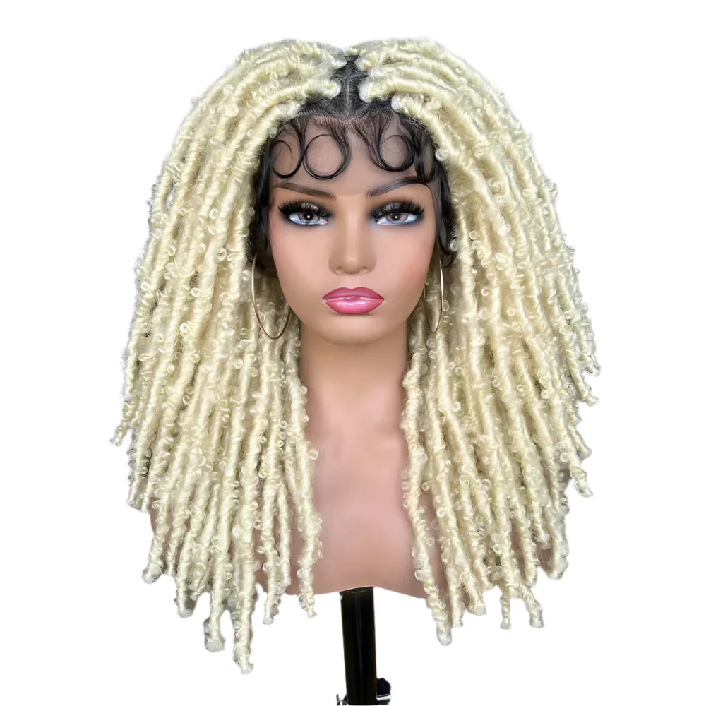 Blue Butterfly Locs Full Lace Braided Wigs For Women Crochet Hair Dreadlocks Meche Faux Locks Braids Extensions Synthetic Hair