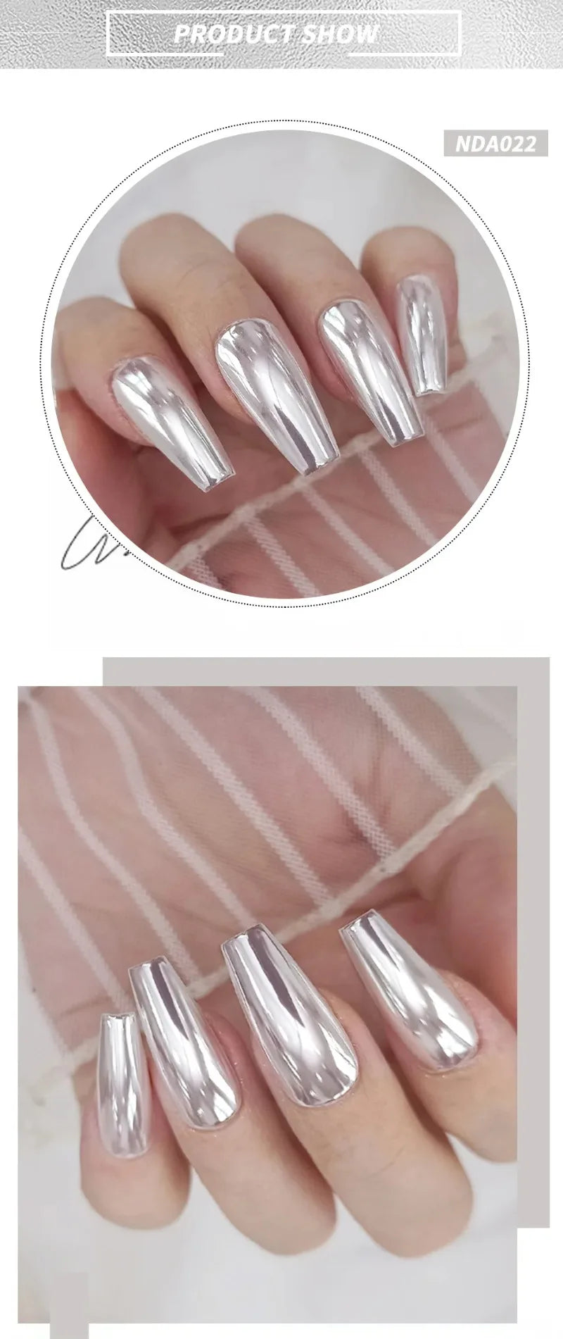 Moonlight Mirror Nail Powder Aurora Silver Glitter Metallic Effect UV Gel Polish for Manicure DIY Nail  Art Design Decoration