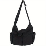 Women's School Messenger Bags For Women Shoulder Ladies Designer Handbag Solid Large Capacity Casual Canvas Shoulder Female Bags - Lootquake