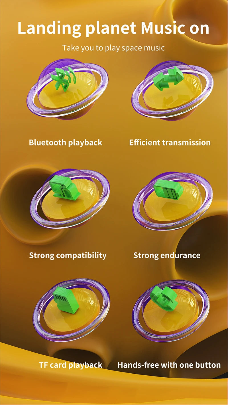 Mini haut-parleur portable Bluetooth avec éclairage LED RGB, design OVNI, vaisseau spatial, haut-parleur sans fil, idéal comme cadeau, compatible TF