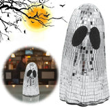 Halloween Disco Ghost Ornament Silver Mosaic Mirror Disco Ghost Tabletop Decor Glitter Spooky Ghost Halloween Tiered Tray Decor