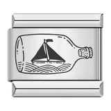 Italian Pendant Charm Bracelet DIY Modular Stainless Steel 9mm Sunrise Weather Vane Compass  drift bottle Outdoor Adventure Gift - Lootquake