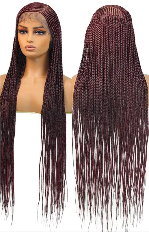 36" Blonde Cornrow Box Braided Wig | 613 Synthetic | Full Lace Front | Side Part | For Women