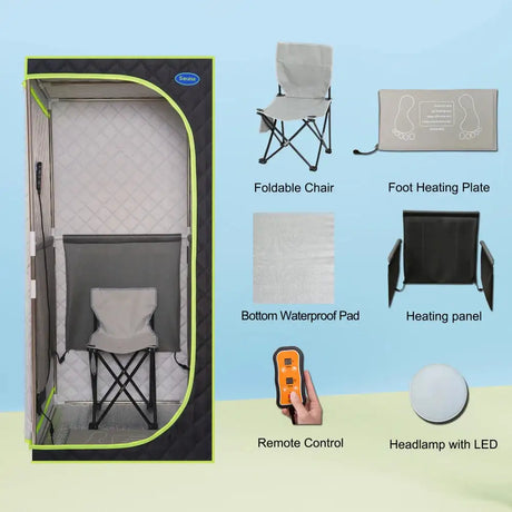 Portable Plus Type Full Size Far Infrared Sauna Tent Spa Detox Therapy Relaxation At Home Larger Stainless Steel Pipes Connector - Lootquake