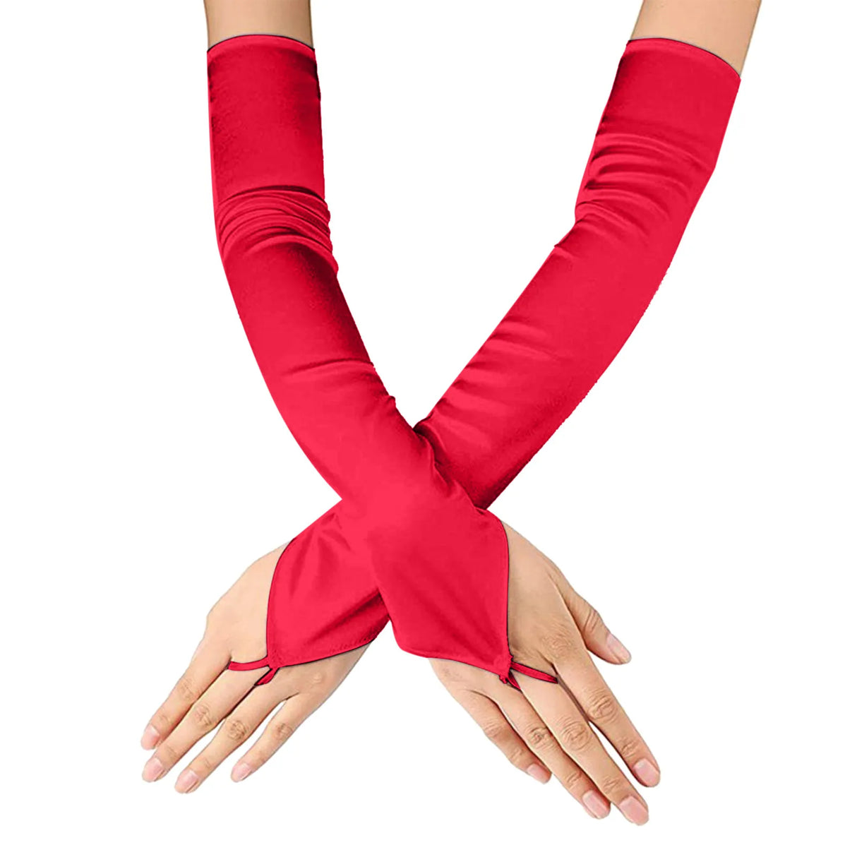 Women Solid Color Satin Gloves Extra Long Dress Satin Wedding Performance Prom Gloves Mittens For Women Cold Weather Gloves - Lootquake