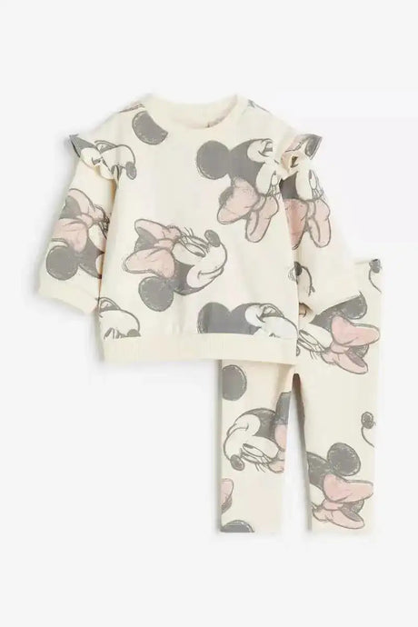 Kids Long Sleeve Outfits Minnie Print Sweatshirt +Pants 2 Piece Set Baby Girls Spring Autumn Clothing Cute Hoodies Trousers Suit - Lootquake