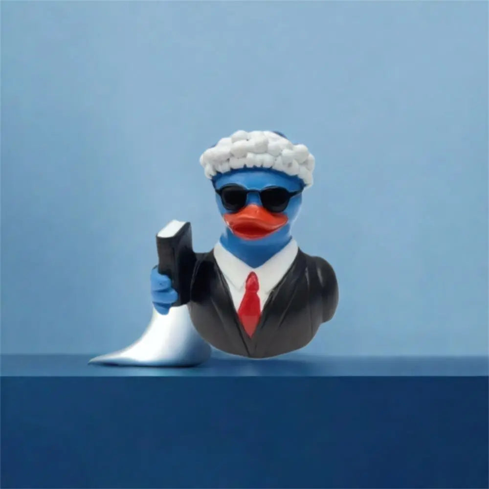 Estatua de pato de resina artesanal, adorno de dibujos animados, escultura creativa de animales, lindas miniaturas impermeables, figurita de gabinete