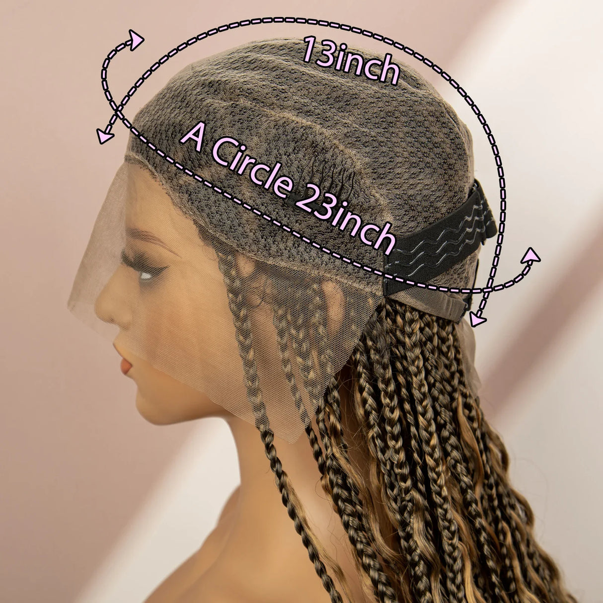 Boho Box Braided Wig with Curly Hair | Goddess Locs Accents | Full Lace Brown Braids Wig | Bohemian Box Braid Wig