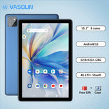 Tablette VASOUN Android 14 10,1", 12 Go (6+6 extensibles) RAM, 128 Go ROM, Octa Core, double SIM 4G débloquée avec Wi-Fi 2,4G/5G GPS