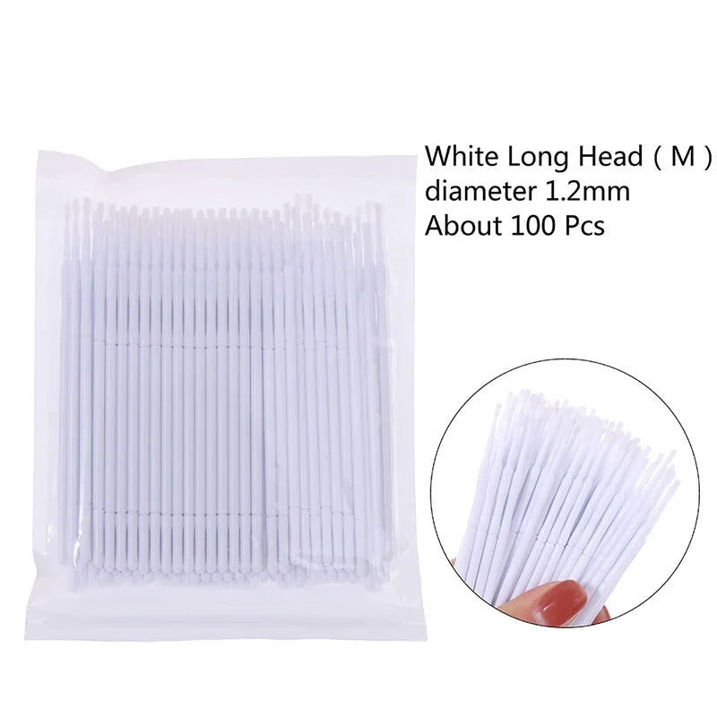 Lot de 100 micro-brosses professionnelles jetables pour extensions de cils, pour maquillage, mascara, pinceaux de maquillage