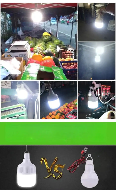 2pcs Rechargeable LED Indoor Outdoor Emergency Hookup Portable Lights with Battery Flashing Lights Barbecue Tent Camping Lights - Lootquake