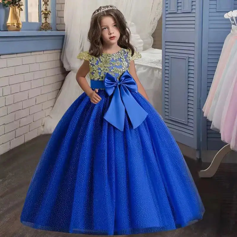 New Christmas Party Princess long dress children's dress children's gauze lace birthday party dinner ball big butterfly dress