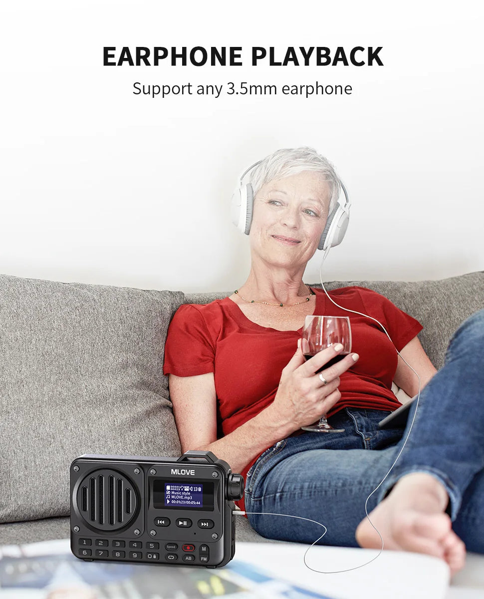 Enceinte Bluetooth ultra-portable MLOVE BV800 avec radio FM, écran LCD, antenne, entrée AUX, clé USB, carte TF, lecteur MP3