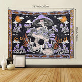 1pc Skeleton mushroom pattern tapestry, moon sun mandala tapestry, room decoration wall hanging