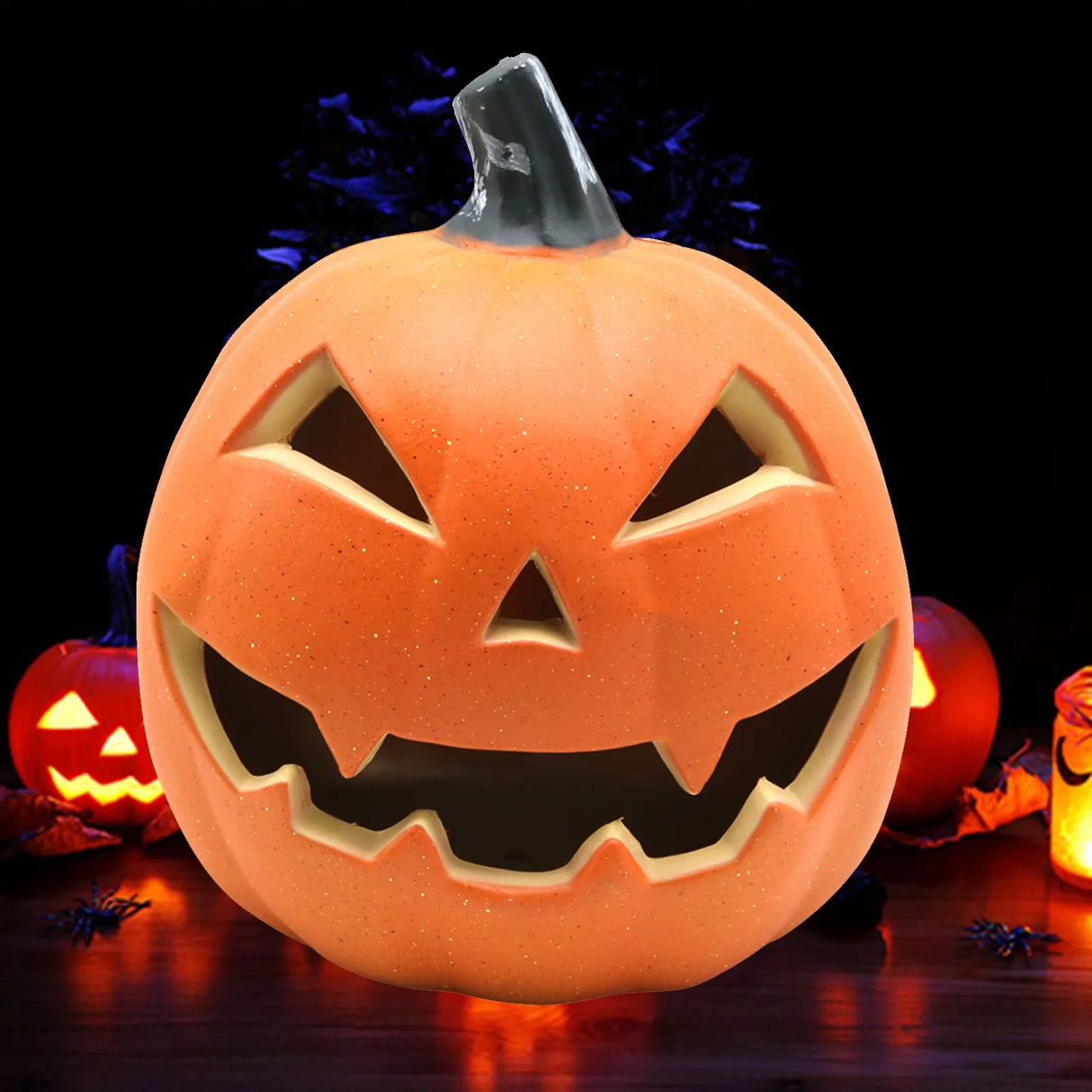 Halloween Hollowed-out Pumpkin Ornament Decor LED Scene Layout Tabletop Decoration Halloween Thanksgiving Gifts, No Battery