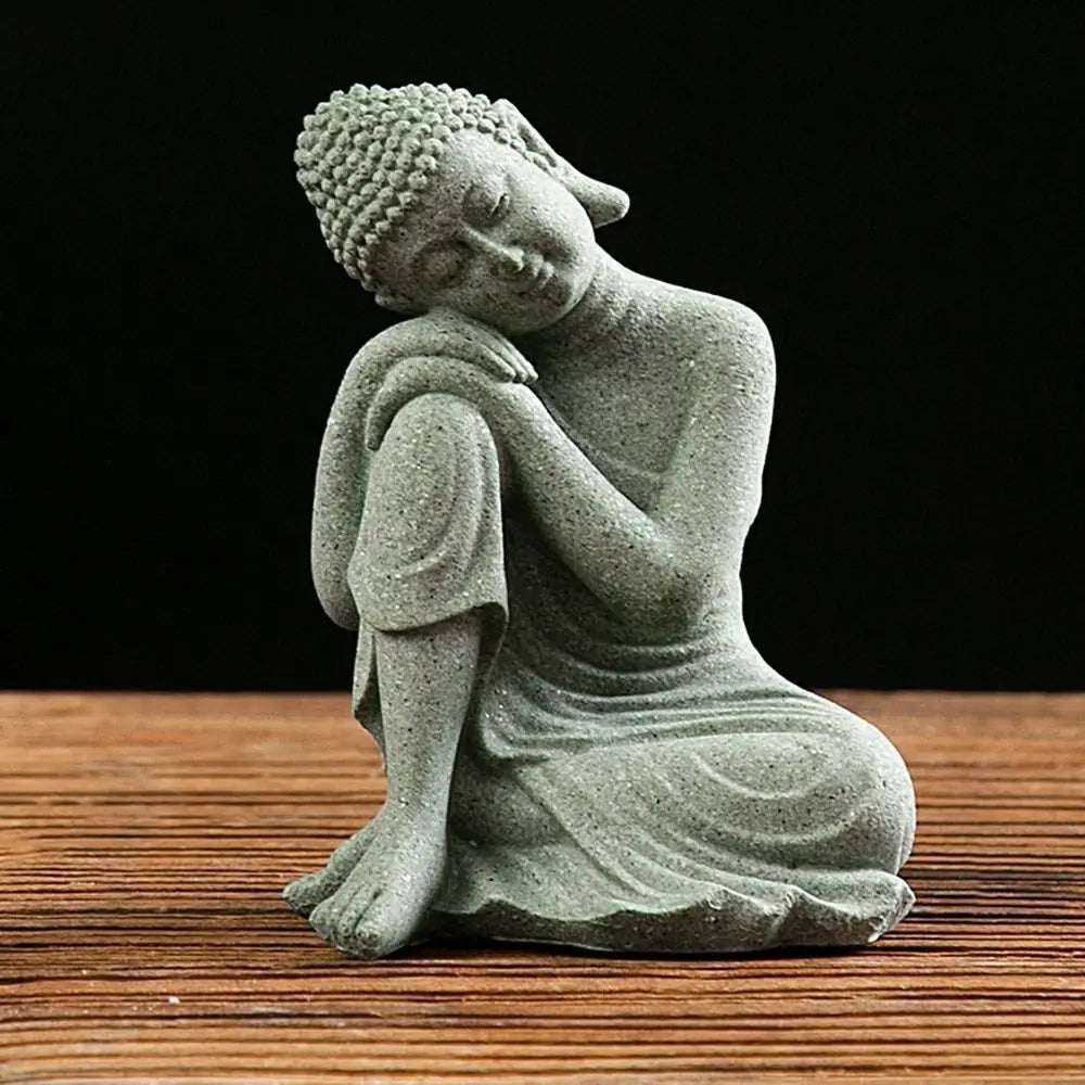 Decoración de pecera de Buda de arenisca, artesanía de Buda de meditación, escultura zen de Buda, micropaisaje, estatua de pecera