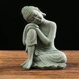 Decoración de pecera de Buda de arenisca, artesanía de Buda de meditación, escultura zen de Buda, micropaisaje, estatua de pecera