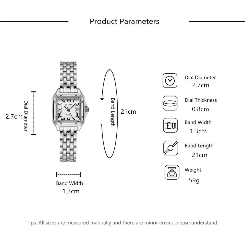 Women's Fashion Square Watches Gold Alloy Strap 2024 Luxury Ladies Quartz Wristwatches Qualities Female Roman Scale Clock - Lootquake