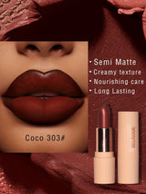 Rouge à lèvres mat soyeux Bare Matte Longue tenue Fini imperméable et brillant, Facile à colorer