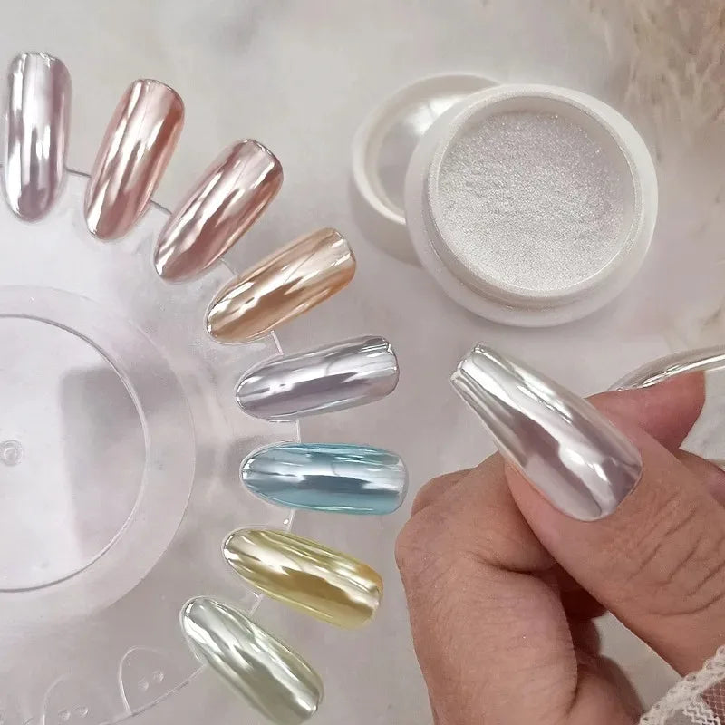 Moonlight Mirror Nail Powder Aurora Silver Glitter Metallic Effect UV Gel Polish for Manicure DIY Nail  Art Design Decoration