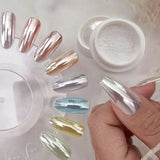 Moonlight Mirror Nail Powder Aurora Silver Glitter Metallic Effect UV Gel Polish for Manicure DIY Nail  Art Design Decoration