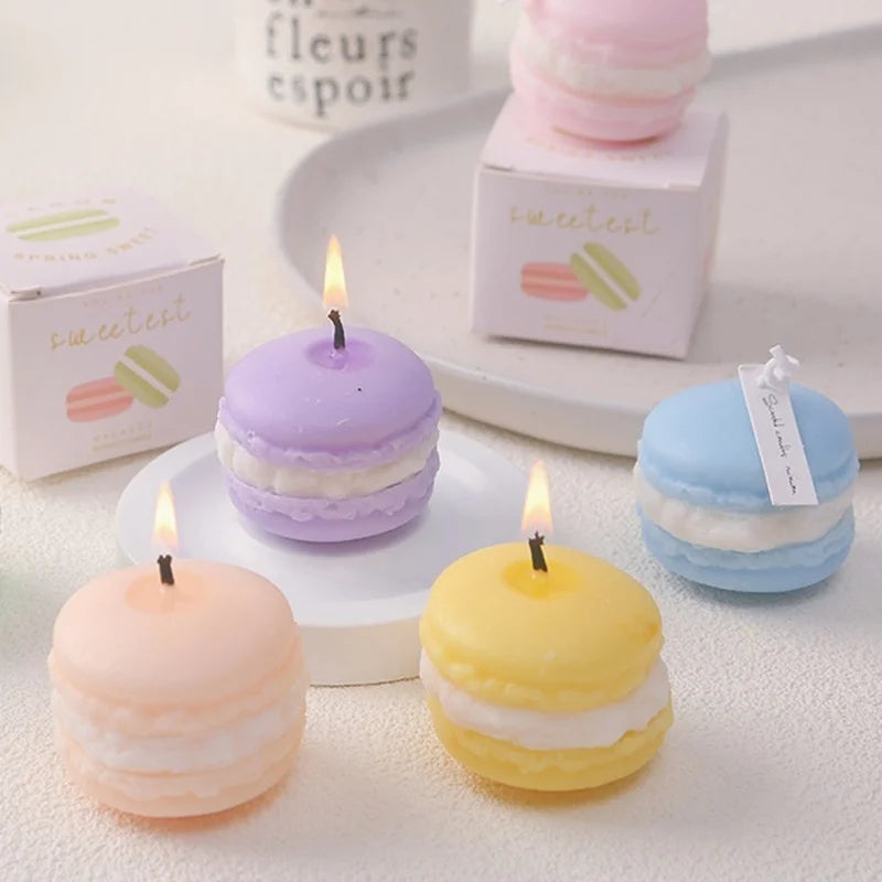 Velas de aromaterapia con diseño creativo de macarrones (2025), colección de fragancias para el hogar, adornos decorativos, regalos de Navidad y cumpleaños.