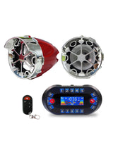 Altavoz Bluetooth para motocicleta con amplificador de salida de 2,1 A, reproductor de música MP3, sirena de alarma antirrobo, altavoz estéreo USB, radio FM MT730