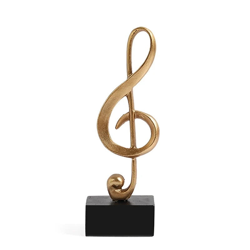 Figuras de notas musicales para decoración del hogar, esculturas de resina doradas, adornos para escritorio, piano, oficina, TV, mueble, recuerdos.