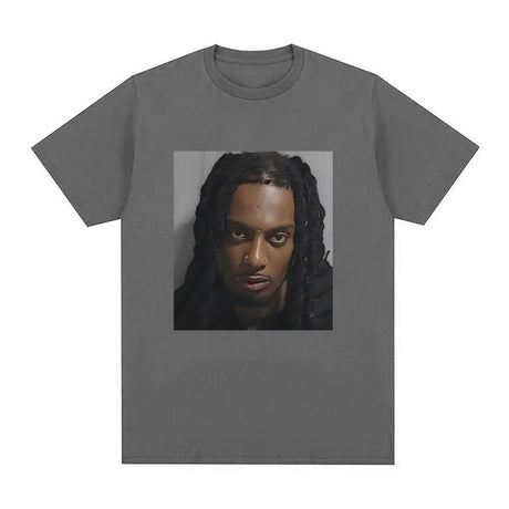Rapper Playboi Carti Mugshot Graphic T-shirt Men's Fashion Vintage Hip Hop T Shirt Casual Cotton Short Sleeve Oversized T-Shirts - Lootquake
