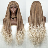 36" Blue Knotless Box Braids Lace Front Wig | Baby Hair | Crochet Braids | Black Women