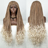 36" Blue Knotless Box Braids Lace Front Wig | Baby Hair | Crochet Braids | Black Women
