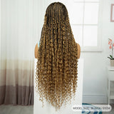 36" Blonde Boho Knotless Braids Wig | Curly Ends | HD Full Lace | Baby Hair