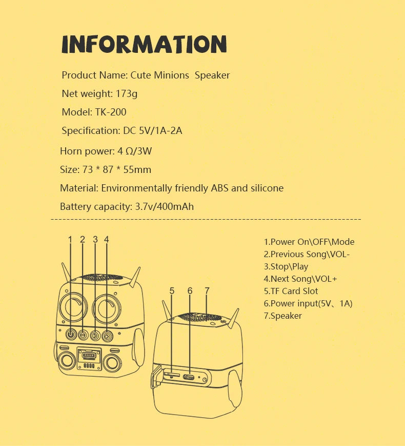 Wireless Bluetooth Speakers TK-200 Desktop Decoration Portable Outdoor Smart Music Player IP65 Waterproof Support TF Card