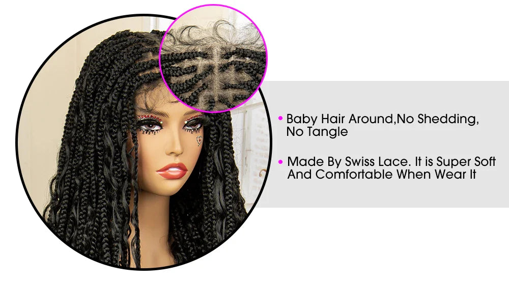 32 Inch Senegalese Twist Braided Wig - Knotless - Full Lace - Synthetic - with Baby Hair