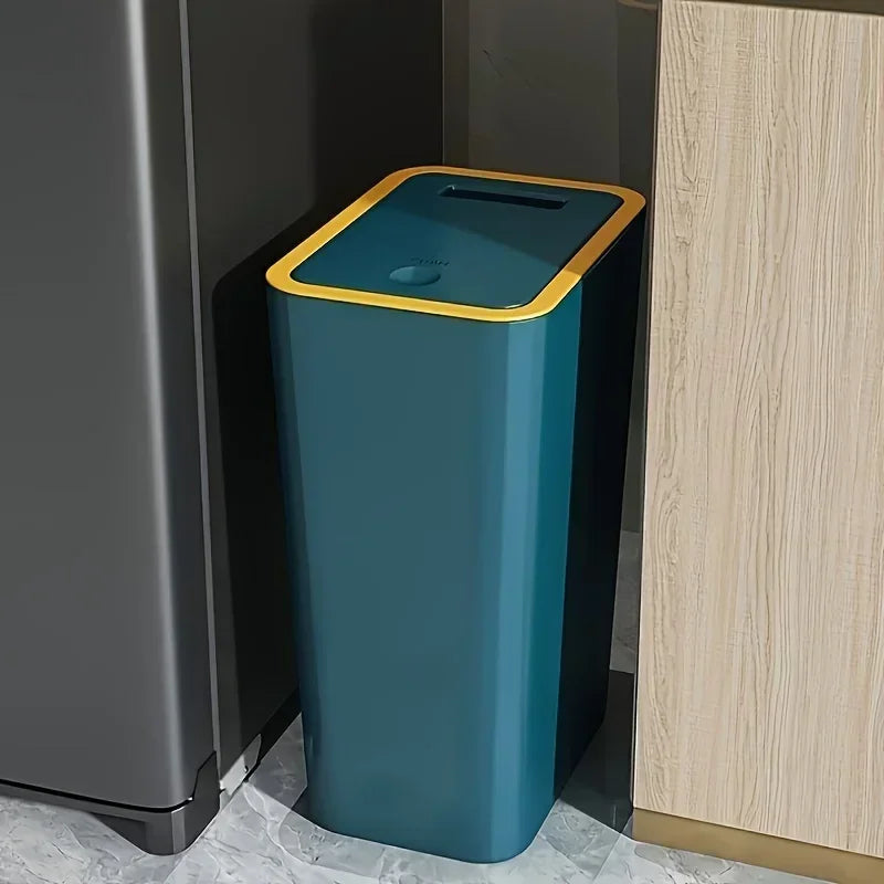 Trash Can 10L Odor-Proof - Stylish Luxury Bin, Modern One-Touch Design, Durable Plastic, Space-Saving & Leak-Proof Simple Trash