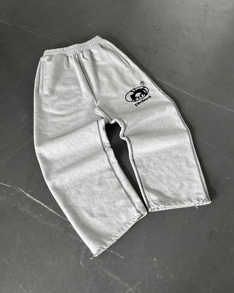 New Streetwear PROTECT Jogging Sweatpants Letter Pattern Embroidered Baggy Sweatpants Harajuku Gothic Tight Waist Loose Trousers - Lootquake