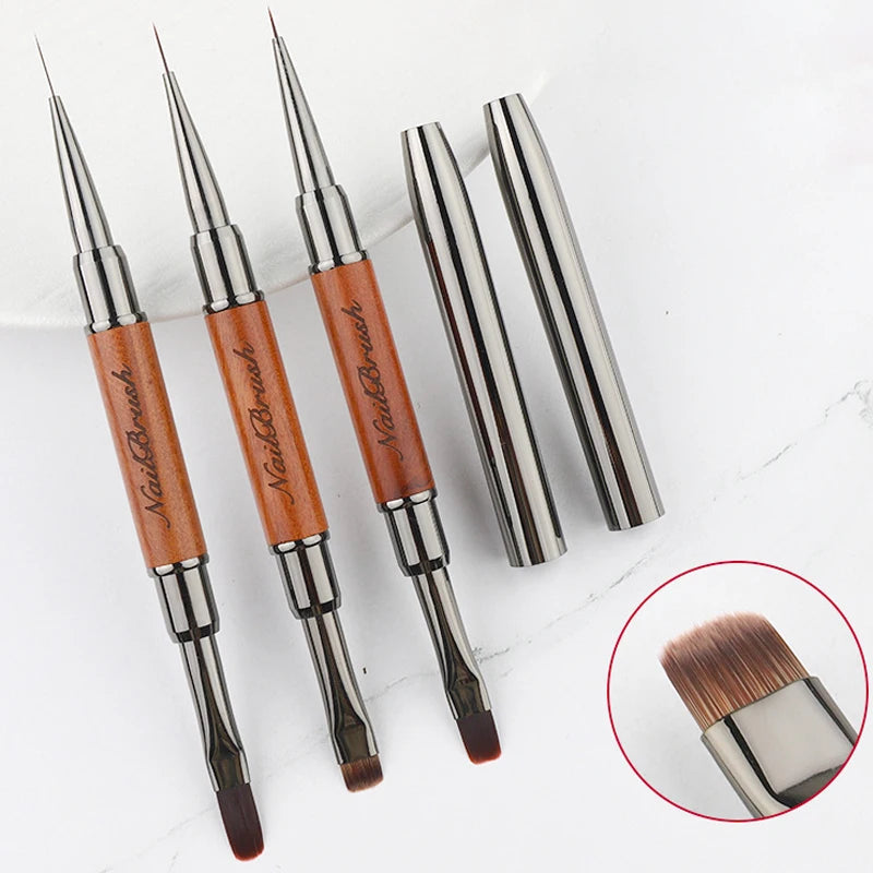 New Dual-ended Nail Brush Acrylic Nail Art Brushes Professional UV Gel Nail Polish Liner Flower Painting Drawing Manicure Tools