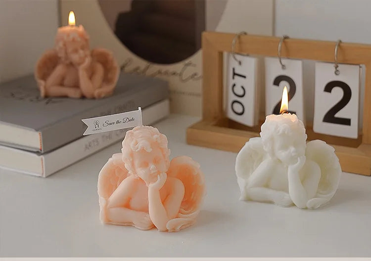 Vela perfumada con forma de ángel para decoración de habitación, estilo nórdico, que alivia la fatiga y crea un ambiente festivo para bodas y cumpleaños.