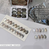 9 Grids Nail Powder Color Texture Three-Dimensional Styling Adhesive 9 Colors Nail Fairy Powder Set gel Polish Nail Art DIY