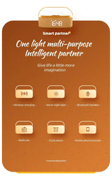 Altavoz Bluetooth, batería de 2500 mAh, compatible con carga inalámbrica de 15 W, reloj digital, pantalla, luz nocturna, despertador, estéreo Bluetooth.