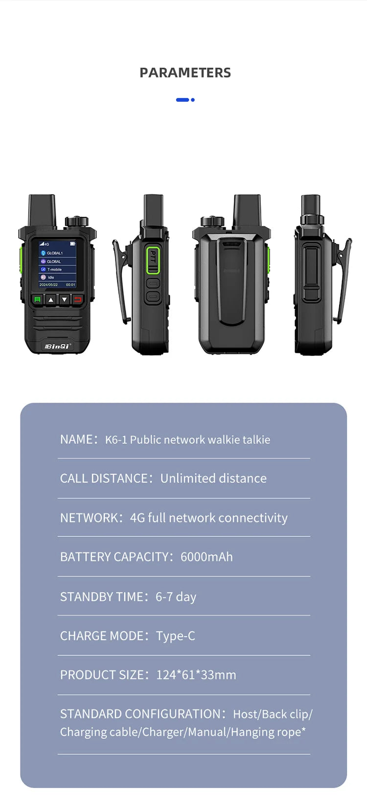 BINQI-K6 GXINPOC Platform Global -4G POC walkie talkie, 5000kilometers remote , global policecivilian fleet walkie talkie(free)
