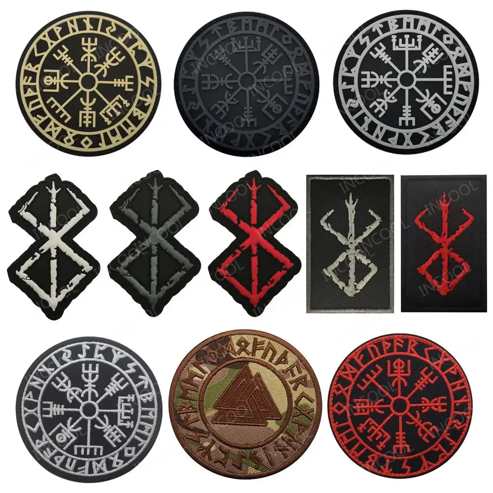 Embroidered Northern Europe Viking Compass Patches Rubber Viking Valknut Norse Runic Odin God Runes Glow In Dark - Lootquake