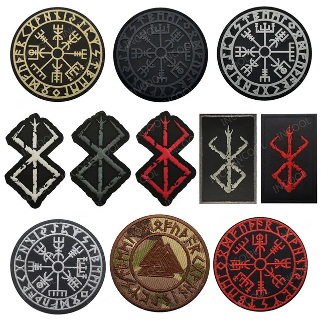 Embroidered Northern Europe Viking Compass Patches Rubber Viking Valknut Norse Runic Odin God Runes Glow In Dark - Lootquake