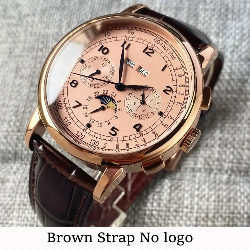 Corgeut Multi Functional Watch Automatic Mechanical Watch for Men 42mm Day Date Month Year Day/Night ST1655 Movt Polished Case - Lootquake
