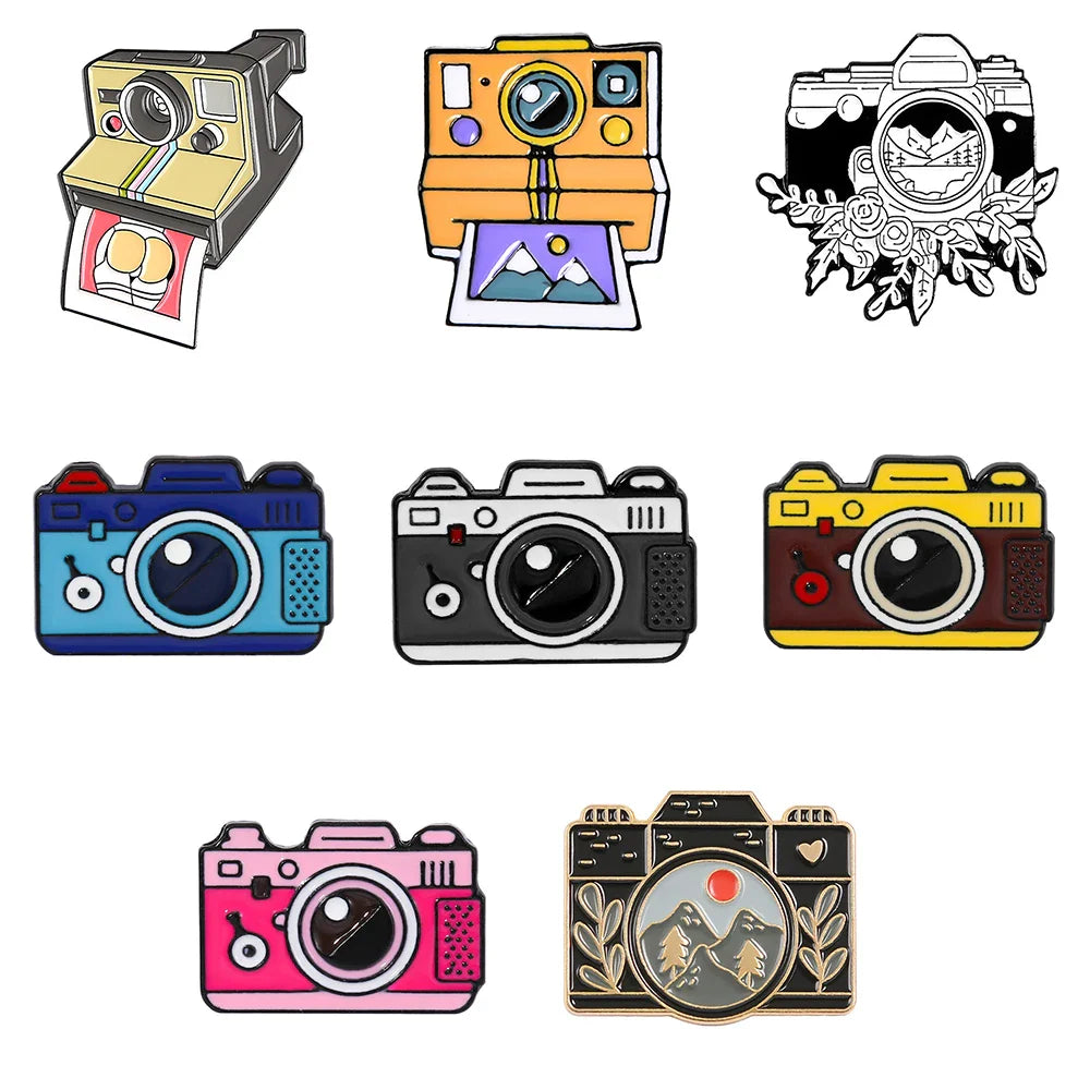Exquisite Color Camera Brooch VCR Outdoor Travel Alloy Lapel Pin