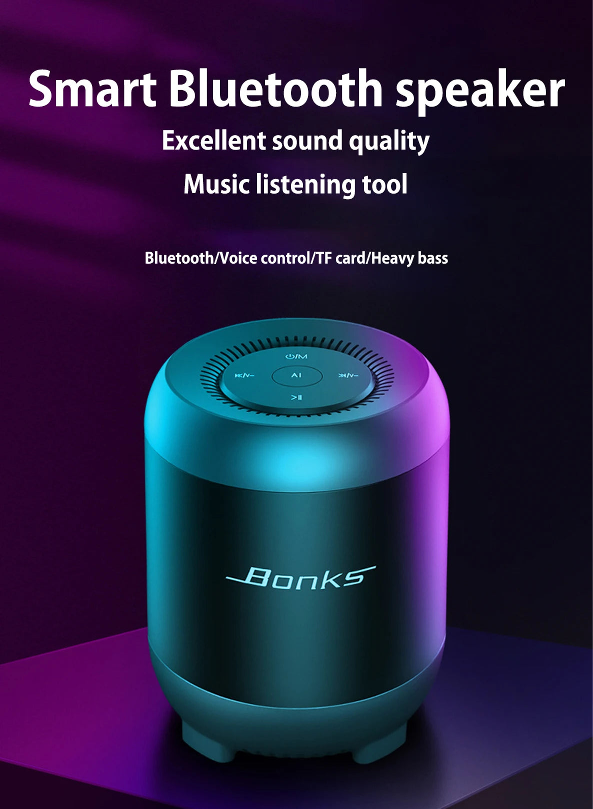 Altavoz Bluetooth inalámbrico con IA, control de voz artificial inteligente, tarjeta de inserción, audio pequeño, teléfono móvil, computadora de escritorio