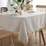 Ruffled Linen Cotton Tablecloth for Wedding Home Party Dining Banquet Decoration Flax Fabric Table Cloth Luxurious Table Cover